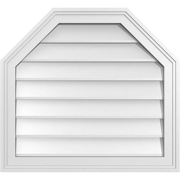 Ekena Millwork Octagonal Top Surface Mount PVC Gable Vent w/ 2"W x 1-1/2"P Brickmould Frame, 24"W x 22"H GVPOT24X2202SN - main